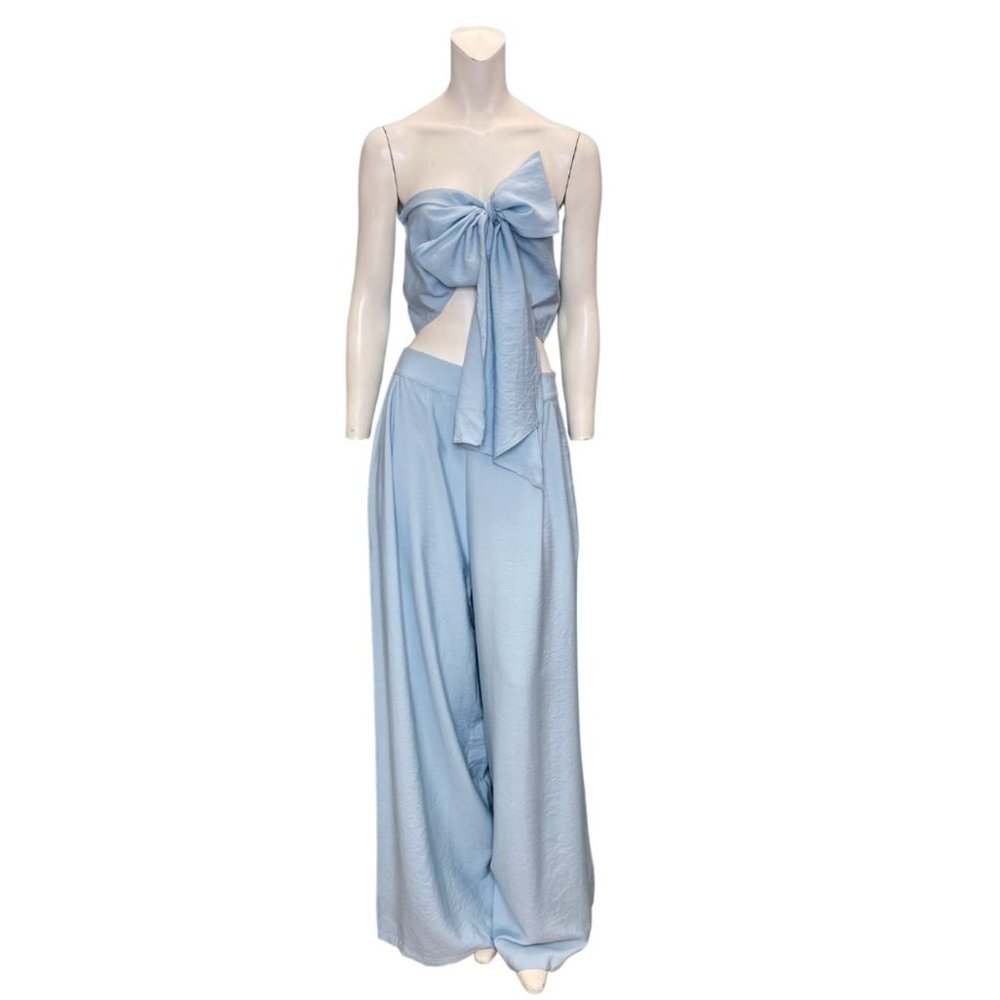 La Pateau Convertible Crop Top and Pants Two Piece Set Blue Size XL NWT